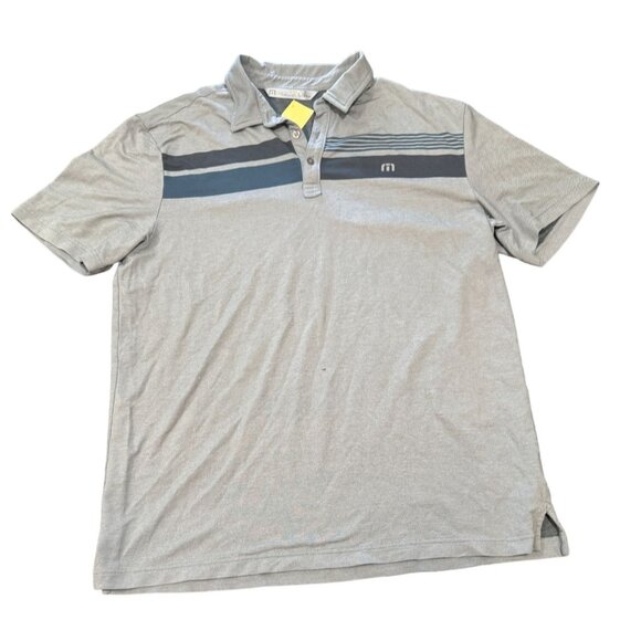 Travis Mathew Polo Shirt‎ Men'S Large Gray Block Stripe Performance Stretch |K1 - Picture 1 of 5